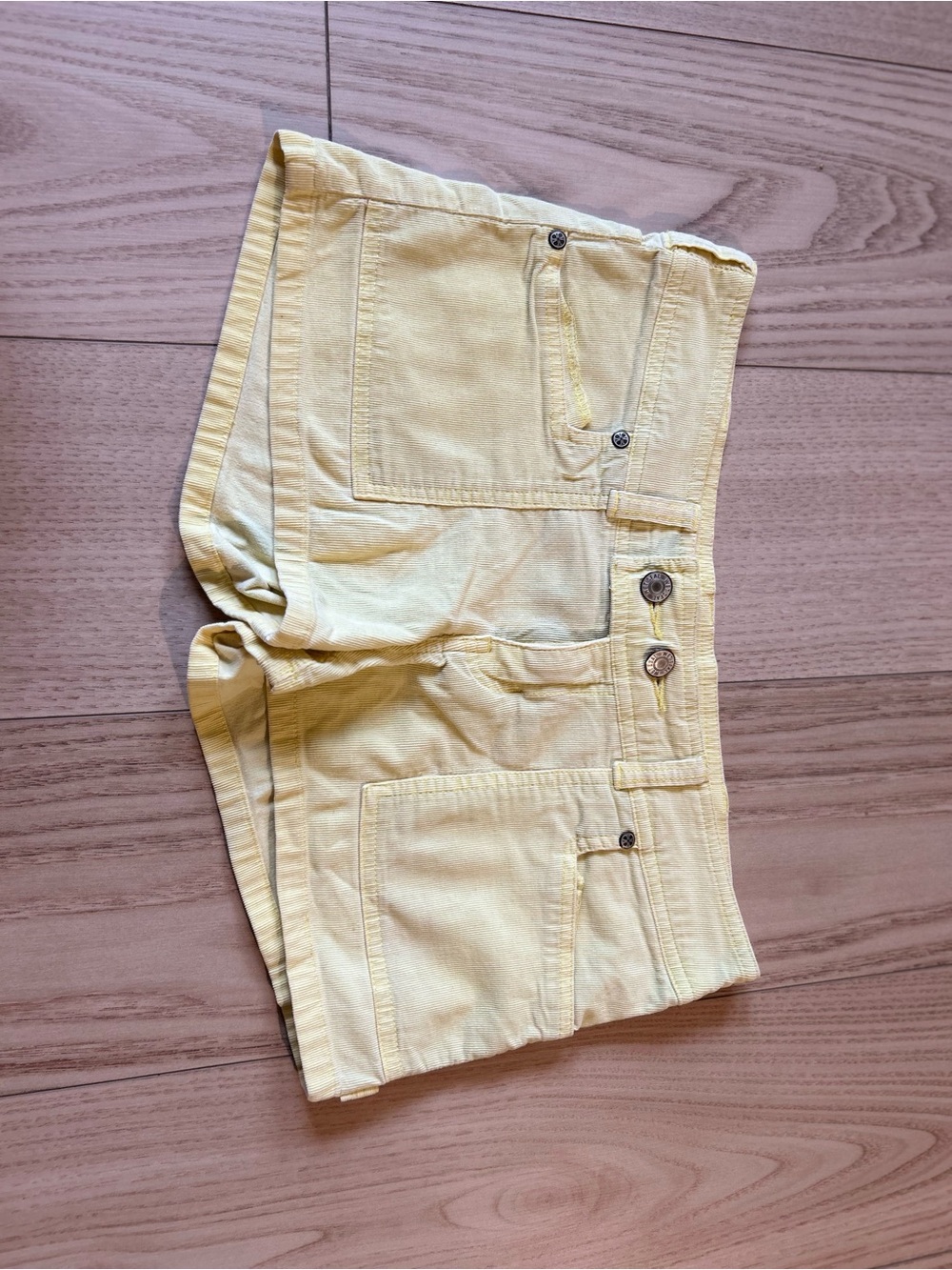 Y2K Wet Seal Yellow Patch Pocket Jean Shorts